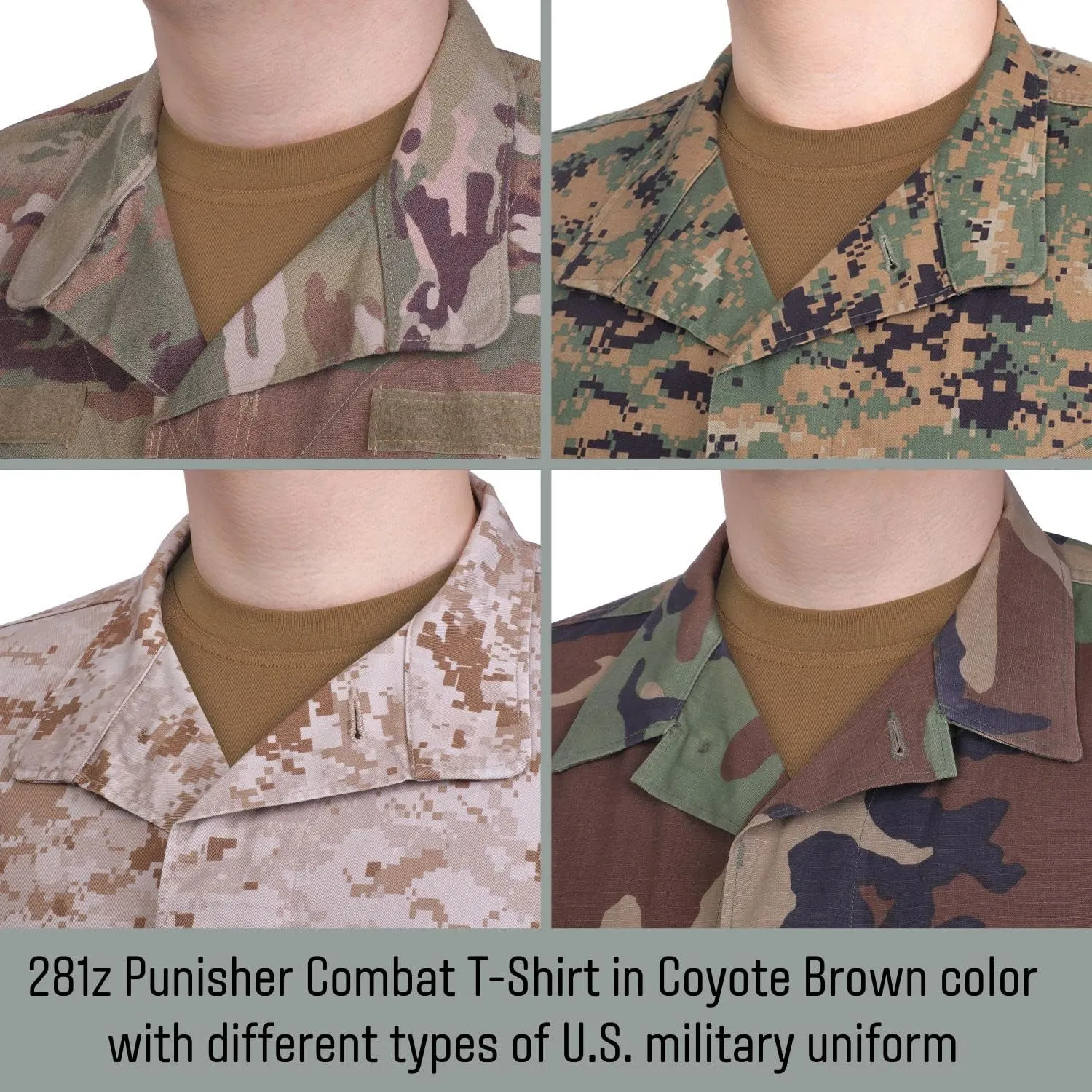 281Z Mens Military Stretch Cotton Long Sleeve T-Shirt - Tactical Hiking Outdoor Undershirt - Punisher Combat Line