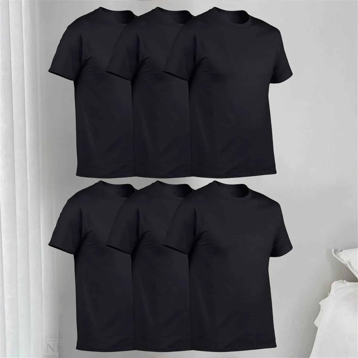 6 Pack Men's Muscle T-Shirts Summer Solid Basic Base Layer Shirts Lightweight Plain Crewneck Short Sleeve T Shirt