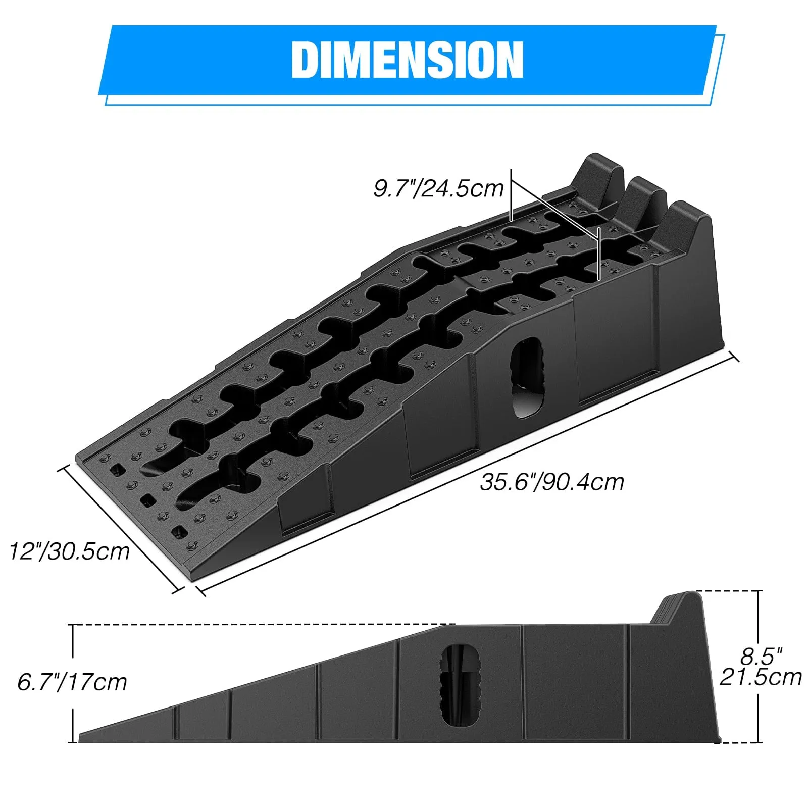 6.7Inch Lift Heavy Duty Truck Ramps 12000lb Capacity Portable Service Ramps