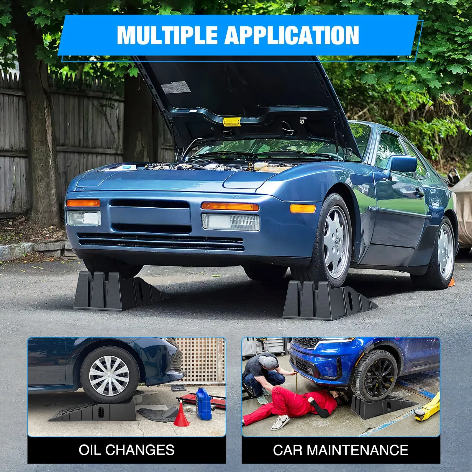 6.7Inch Lift Heavy Duty Truck Ramps 12000lb Capacity Portable Service Ramps