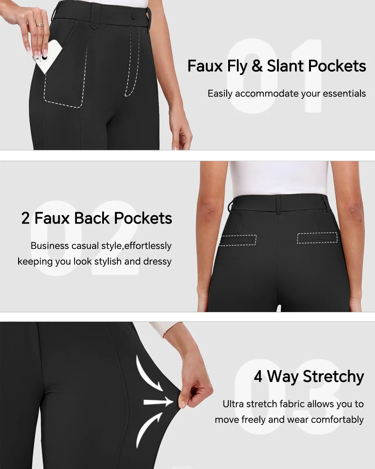 Agenlulu Women's Wide Leg Dress Pants High Waisted Strechy Straight Leg Pants Business Casual Pull On Office Work Slacks