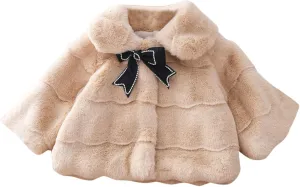 Baby Girl Winter Faux Fur Coat Fuzzy Cute Warm Cape Jacket Cloak Overcoat Thick Outwear Furry Jackets for Kids