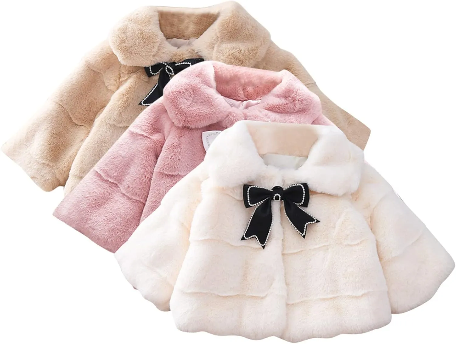 Baby Girl Winter Faux Fur Coat Fuzzy Cute Warm Cape Jacket Cloak Overcoat Thick Outwear Furry Jackets for Kids