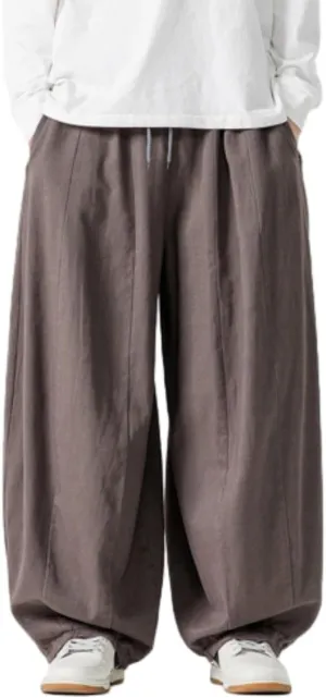 Baggy Pants Men Drawstring Elastic Waist Hip Hop Harem Pants Streetwear Casual Wide Leg Lantern Jogging Sweatpants