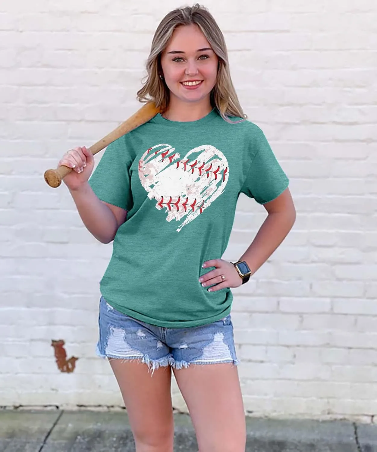 Baseball Shirts Women Baseball Mom Tshirt Baseball Heart Graphic Tee Game Day Gifts Funny Short Sleeve Tops