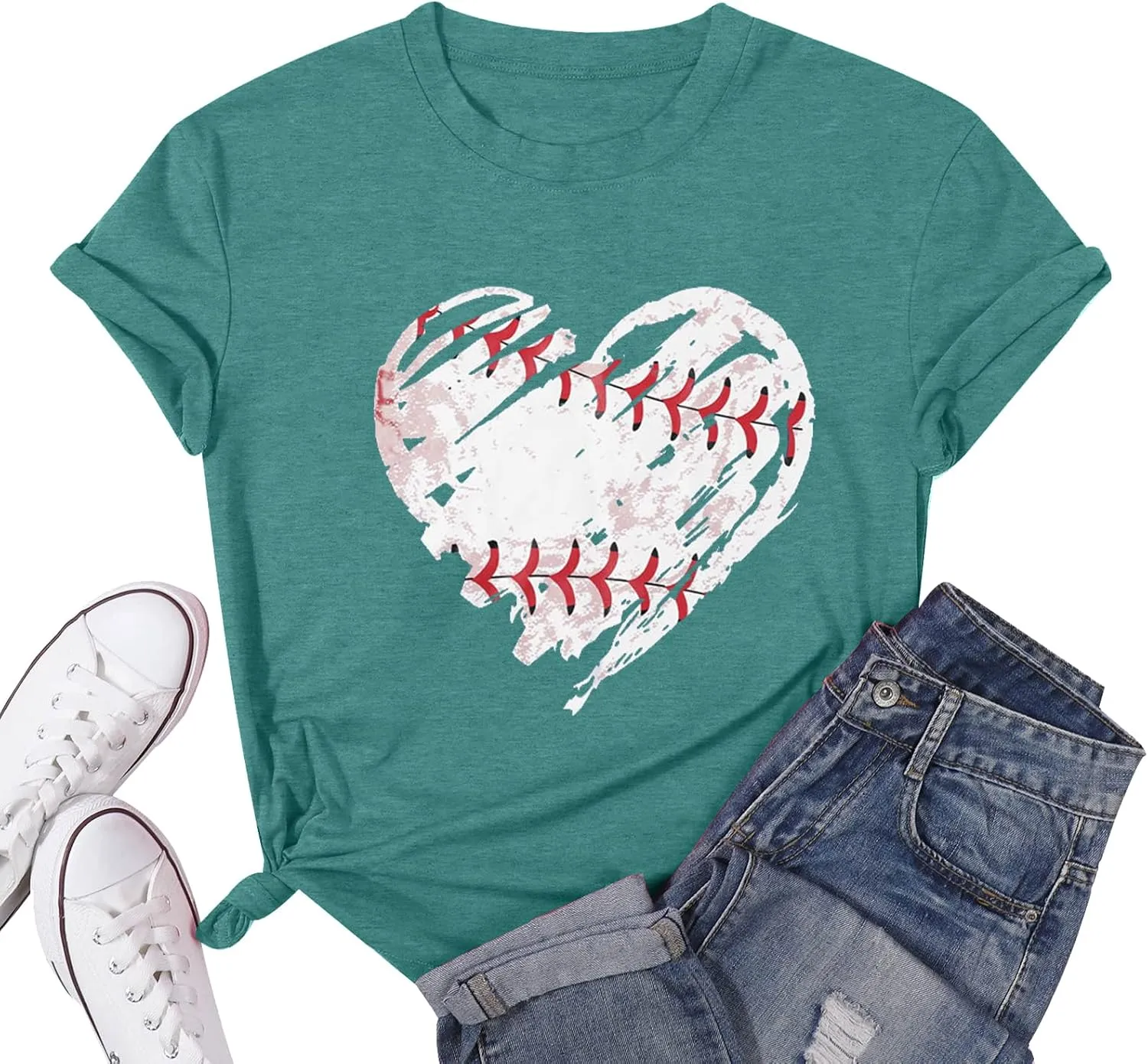 Baseball Shirts Women Baseball Mom Tshirt Baseball Heart Graphic Tee Game Day Gifts Funny Short Sleeve Tops