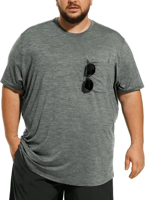 Big and Tall Mens T-Shirt UPF 50  Sun Protection Swim Shirt SPF Quick Dry 2XL-6XL