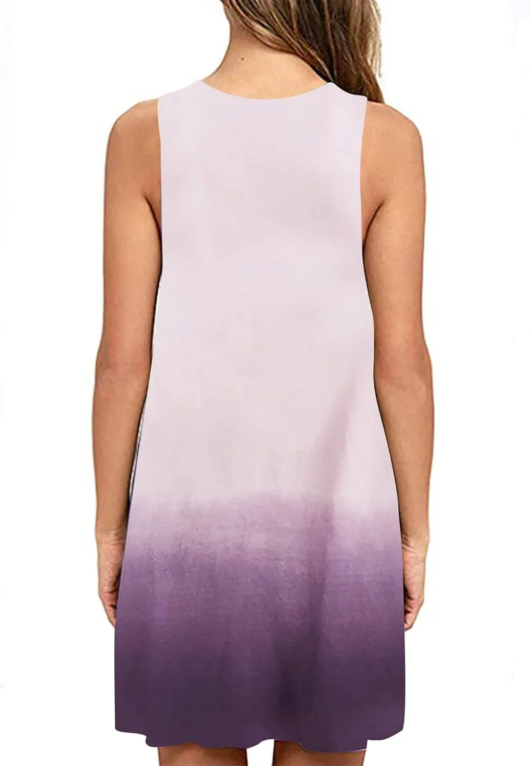 BOFETA Womens Summer Sleeveless Beach Dress Loose Swinsuit Sundress with Pockets Plus Size
