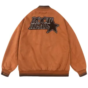 Bonsir Patch Letters Embroidery Baseball Uniform Jacket  Mens Hip Hop Loose Casual Punk Couple Jacket Top Men
