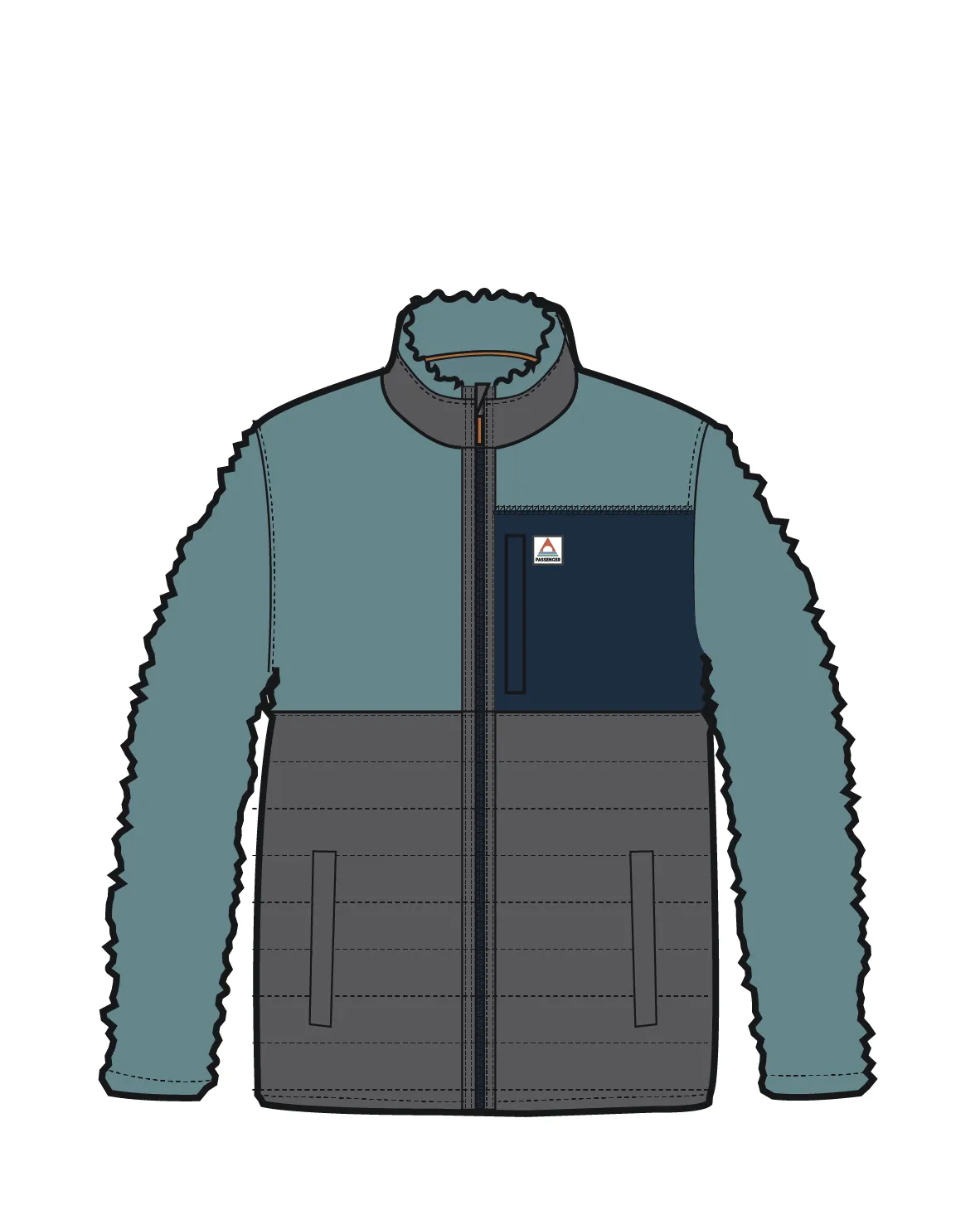 Born Explorer Recycled Polar-Lined Sherpa Fleece - Arctic/Charcoal