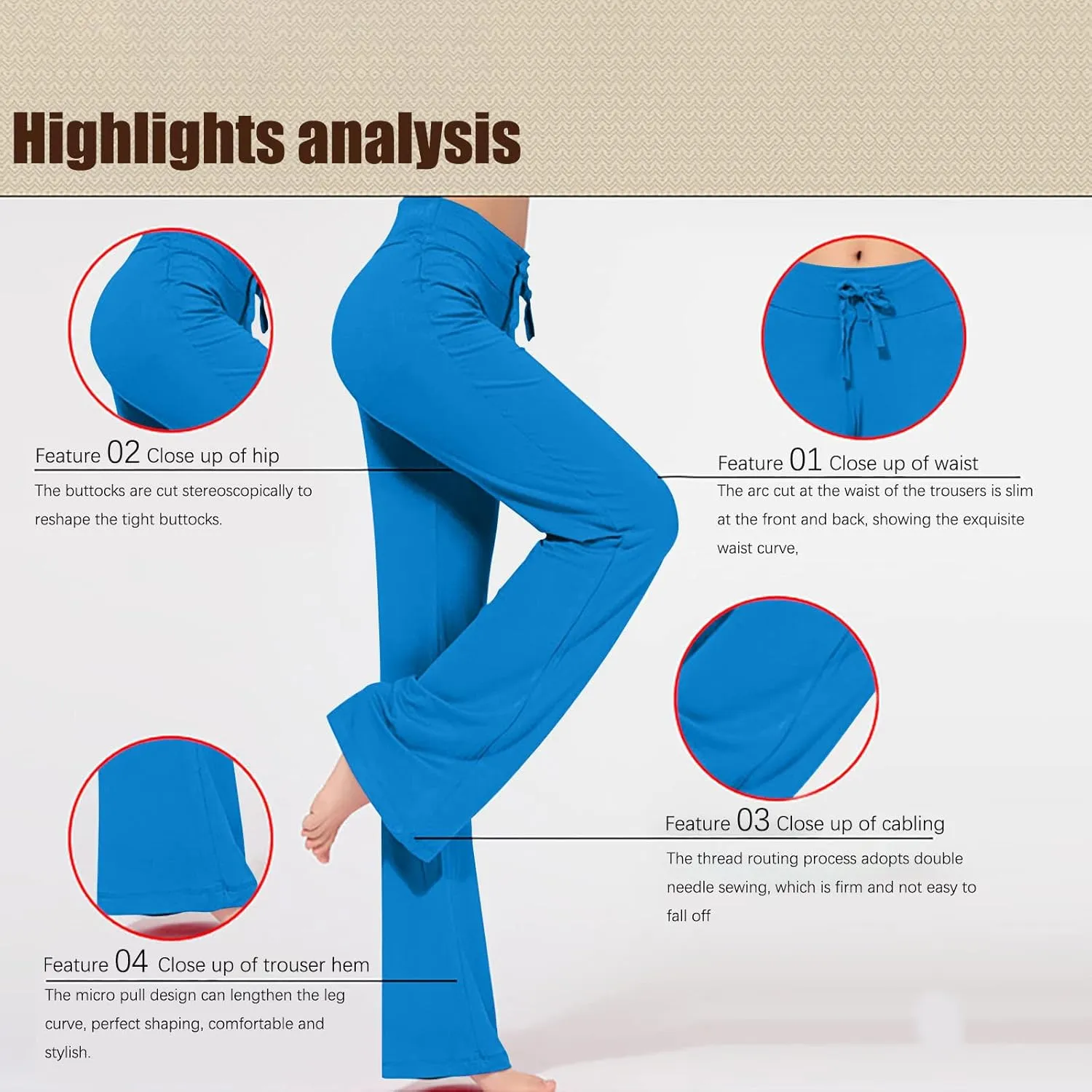 BOXIACEY Wide Leg Yoga Pants for Women - High Waist Tummy Control Loose Pants for Gym & Workout