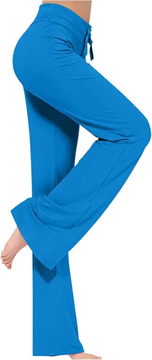 BOXIACEY Wide Leg Yoga Pants for Women - High Waist Tummy Control Loose Pants for Gym & Workout