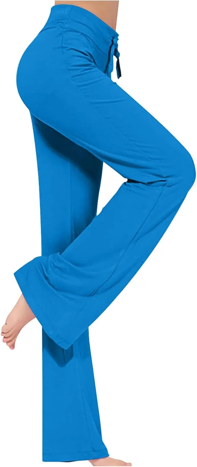 BOXIACEY Wide Leg Yoga Pants for Women - High Waist Tummy Control Loose Pants for Gym & Workout