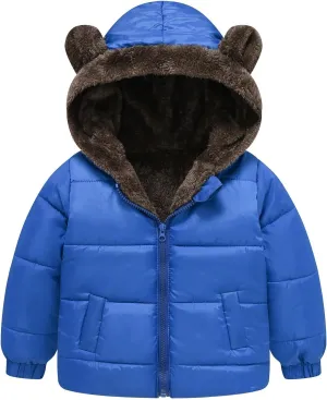 Boys And Girls Middle Children Solid Color Ears Cute Pocket Short Cotton Padded Children's Coat Coat 5t