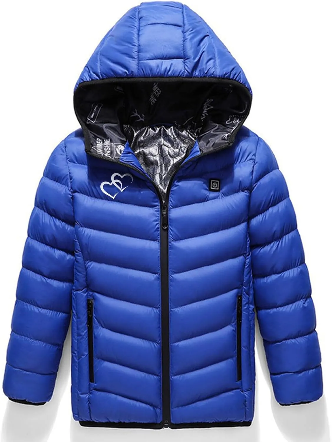 Boys Girls Winter Hooded Heated Jacket with 3 Heating Zones USB Charging Electric Hoodie Coats Kids Down Jackets