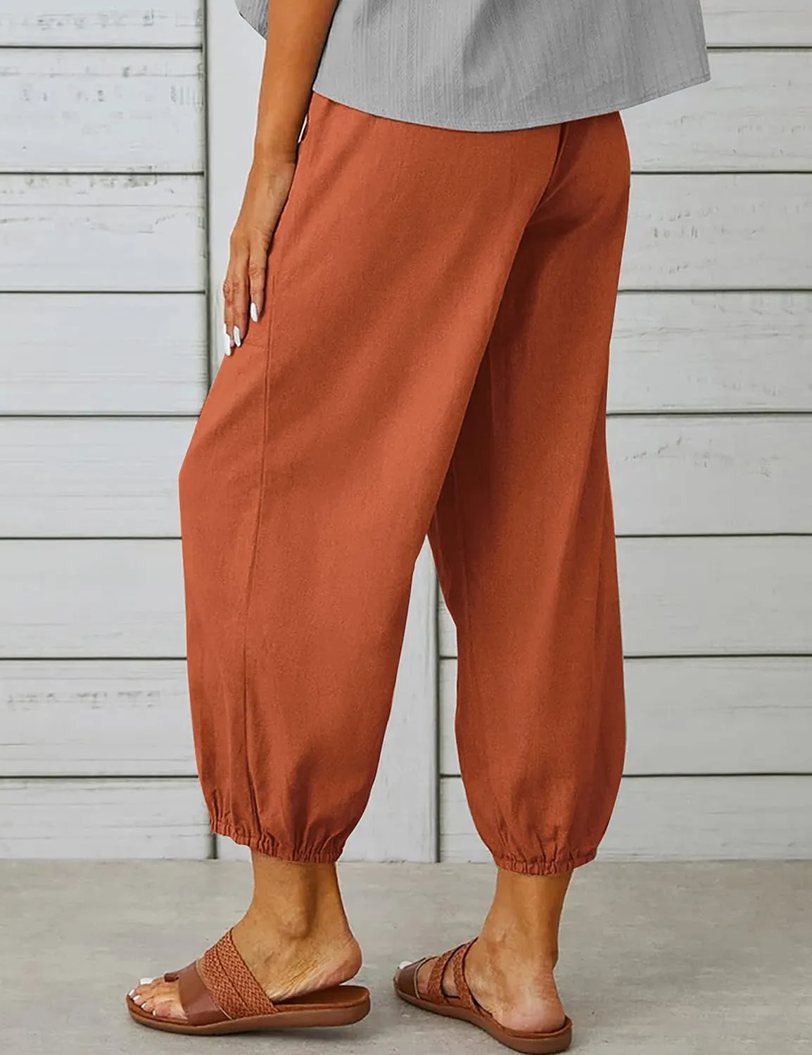 Bozanly Women's Casual Lantern Harem Loose Capris Pants Summer Yoga Slacks Trousers with Pockets
