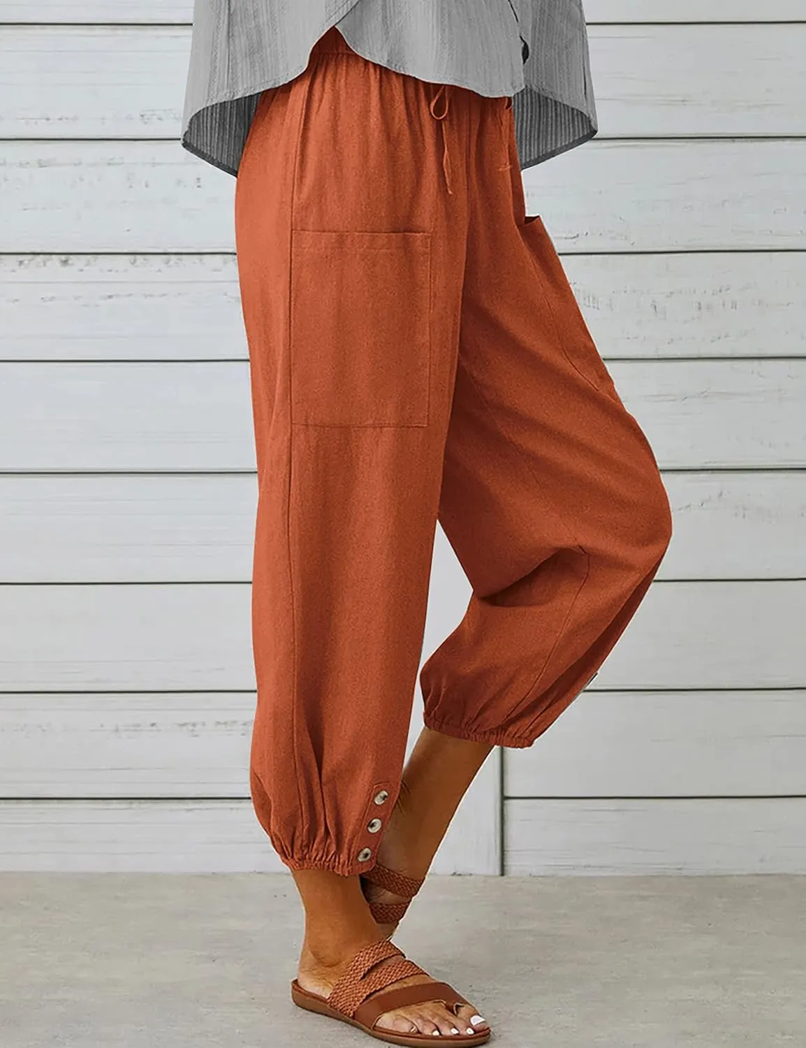 Bozanly Women's Casual Lantern Harem Loose Capris Pants Summer Yoga Slacks Trousers with Pockets