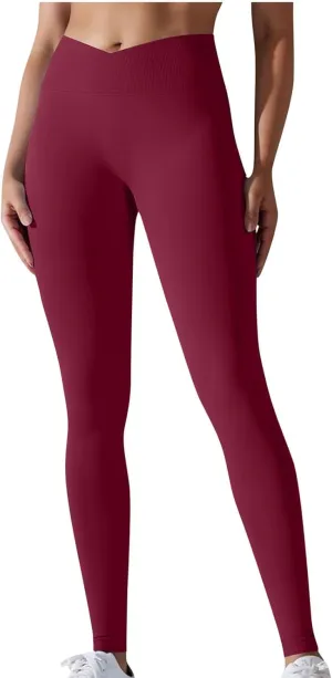 Butt Lifting Leggings for Women Breathable Cross Waist Gym Yoga Pants High Waist Lounge Workout Running Crop Pants