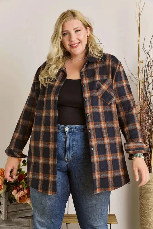 Button Down Flannel Shirt Plus Size