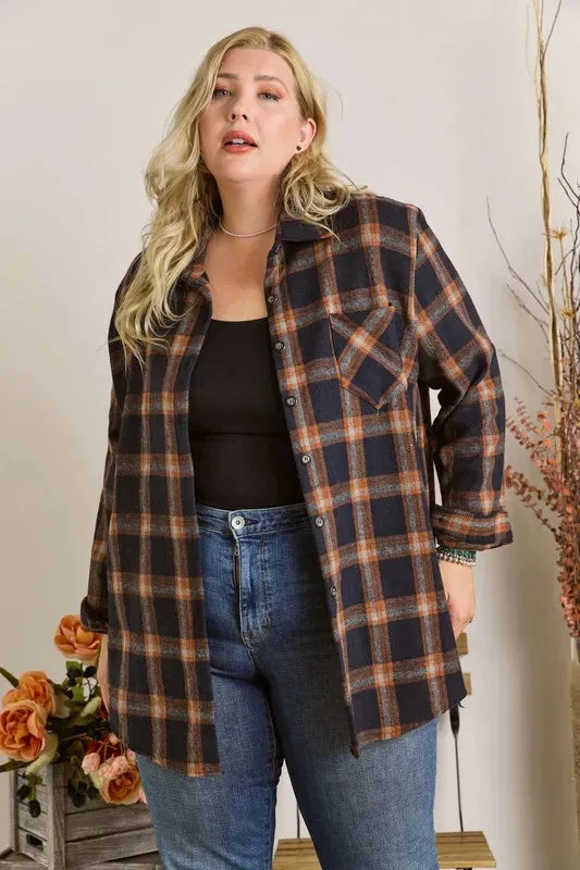 Button Down Flannel Shirt Plus Size