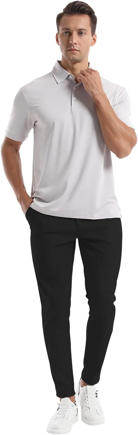 CANGHPGIN Men's Stretch Dress Pants Slim Fit Flat Front Slacks Tapered Casual Pants