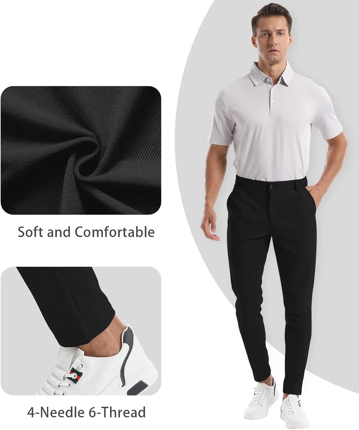 CANGHPGIN Men's Stretch Dress Pants Slim Fit Flat Front Slacks Tapered Casual Pants
