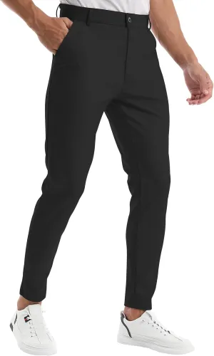 CANGHPGIN Men's Stretch Dress Pants Slim Fit Flat Front Slacks Tapered Casual Pants