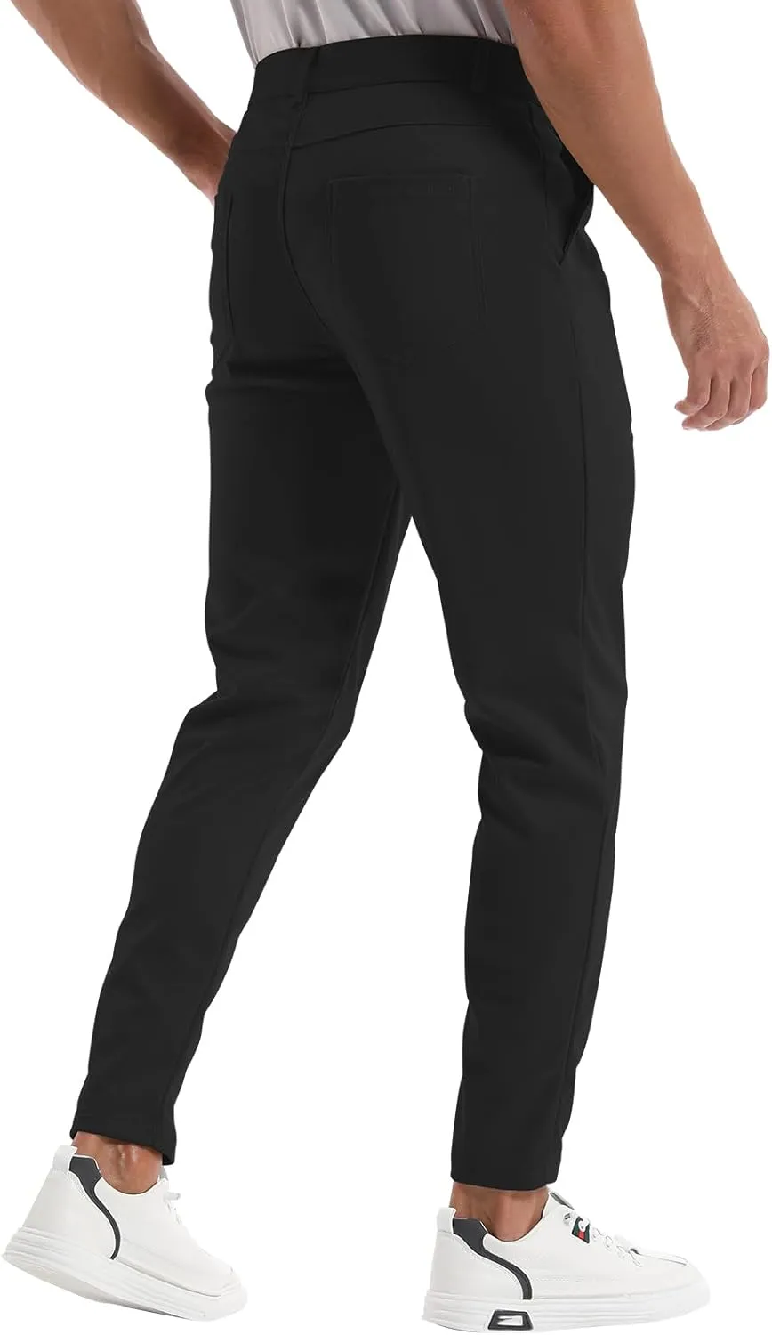 CANGHPGIN Men's Stretch Dress Pants Slim Fit Flat Front Slacks Tapered Casual Pants