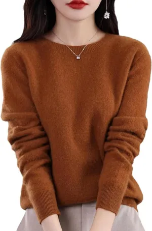 Cashmere Sweaters for Women, 100% Cashmere Crew Neck Warm Light Long Sleeve Elegant Soft Pullover Sweater