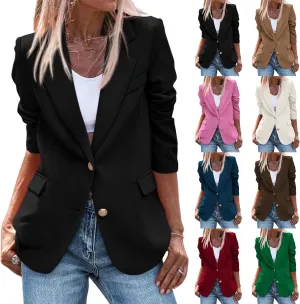 Casual Blazers for Women 2024 Fall Business Long Sleeve Notch Lapel Trendy Work Office Blazer Jackets Outerwear