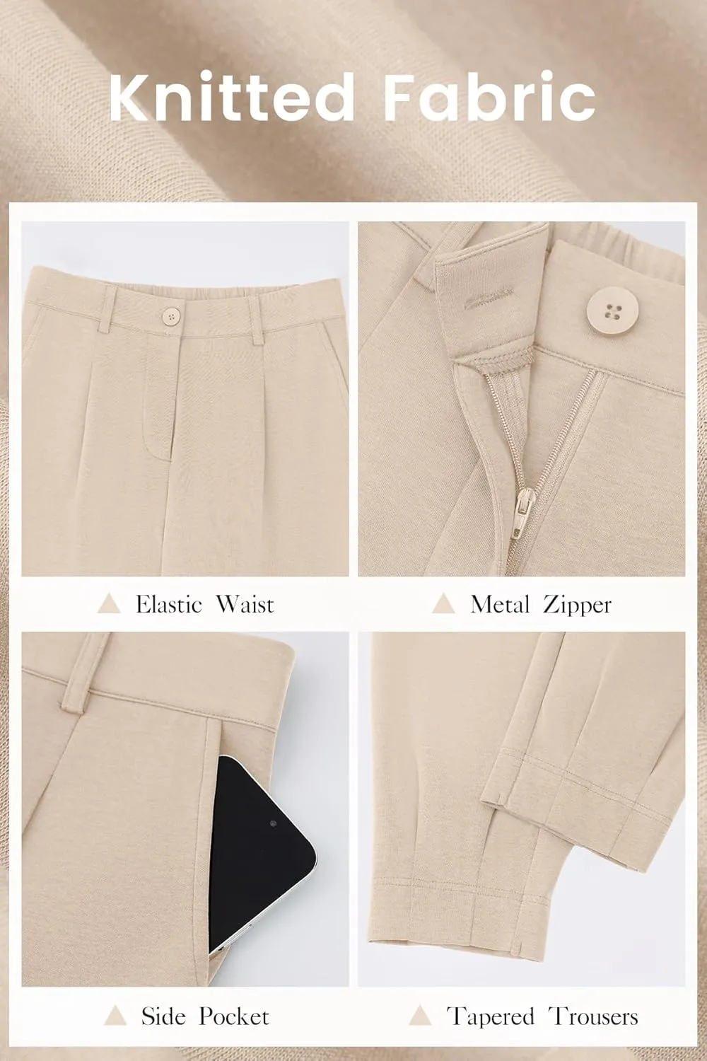 CFLONGE Women's Summer High Waisted Pants for Women 2025 Casual Ankle Length Pant for Work Office Trouser Slacks with Pockets