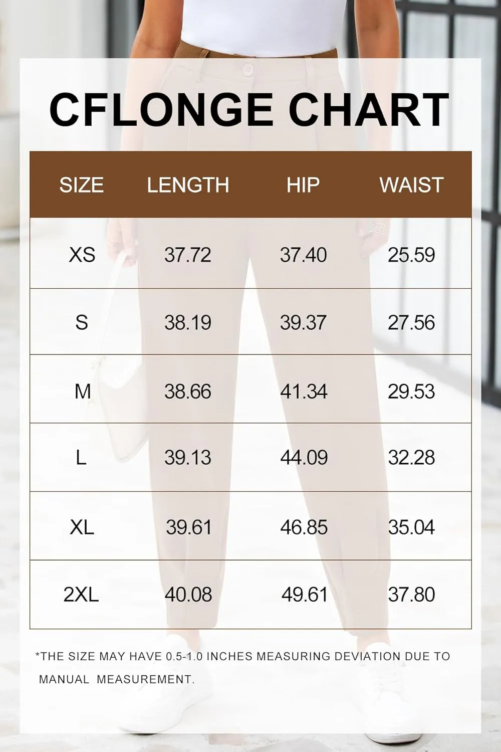 CFLONGE Women's Summer High Waisted Pants for Women 2025 Casual Ankle Length Pant for Work Office Trouser Slacks with Pockets