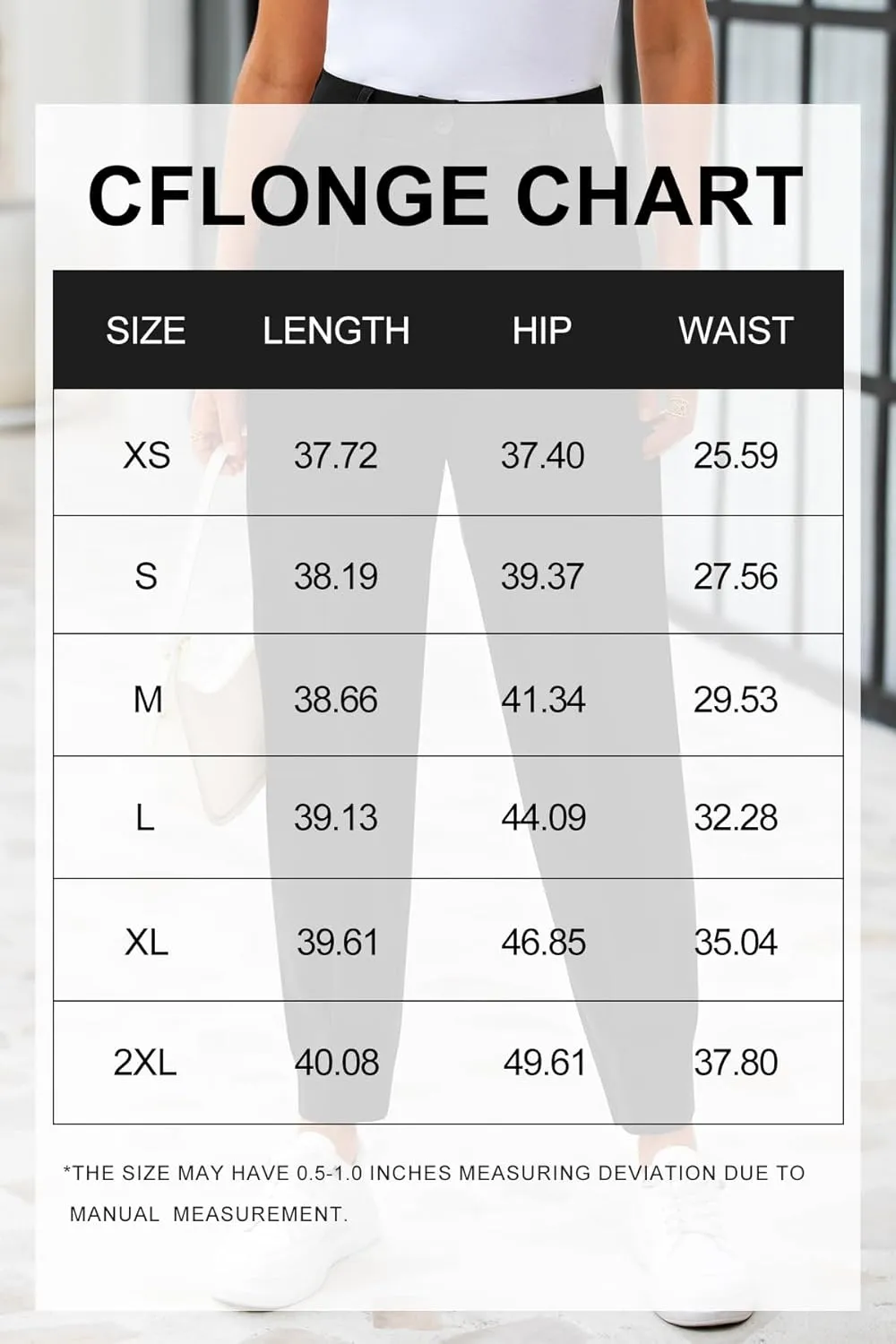 CFLONGE Women's Summer High Waisted Pants for Women 2025 Casual Ankle Length Pant for Work Office Trouser Slacks with Pockets
