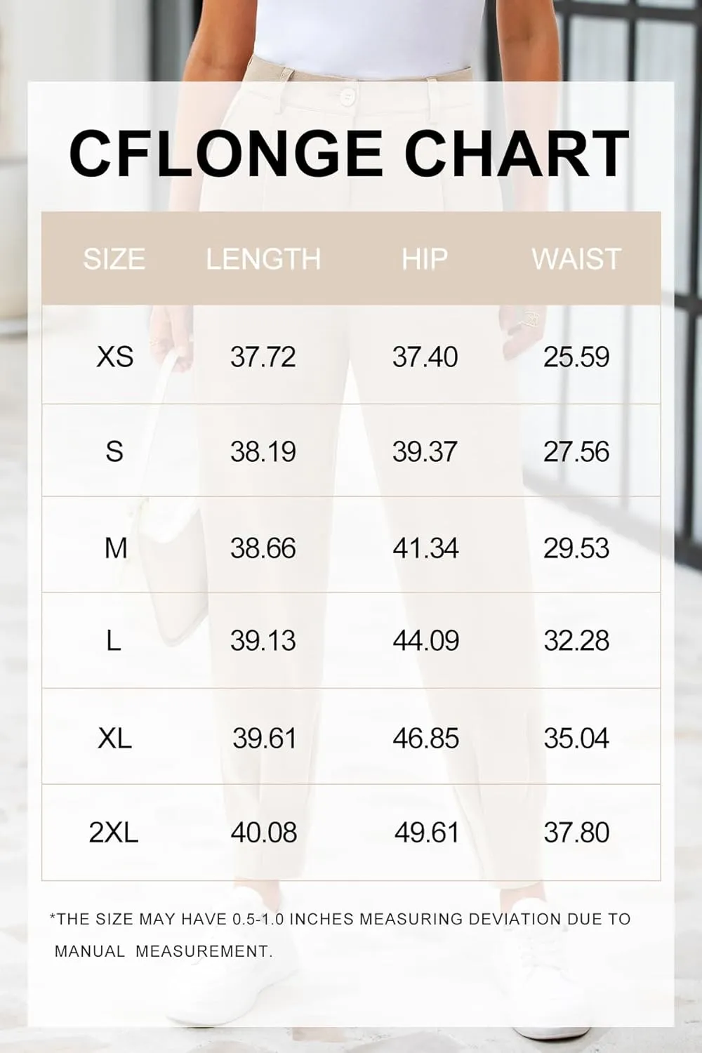 CFLONGE Women's Summer High Waisted Pants for Women 2025 Casual Ankle Length Pant for Work Office Trouser Slacks with Pockets