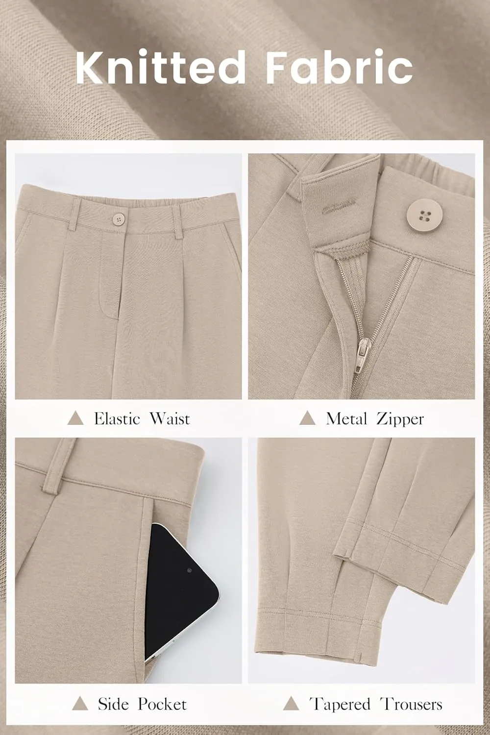 CFLONGE Women's Summer High Waisted Pants for Women 2025 Casual Ankle Length Pant for Work Office Trouser Slacks with Pockets