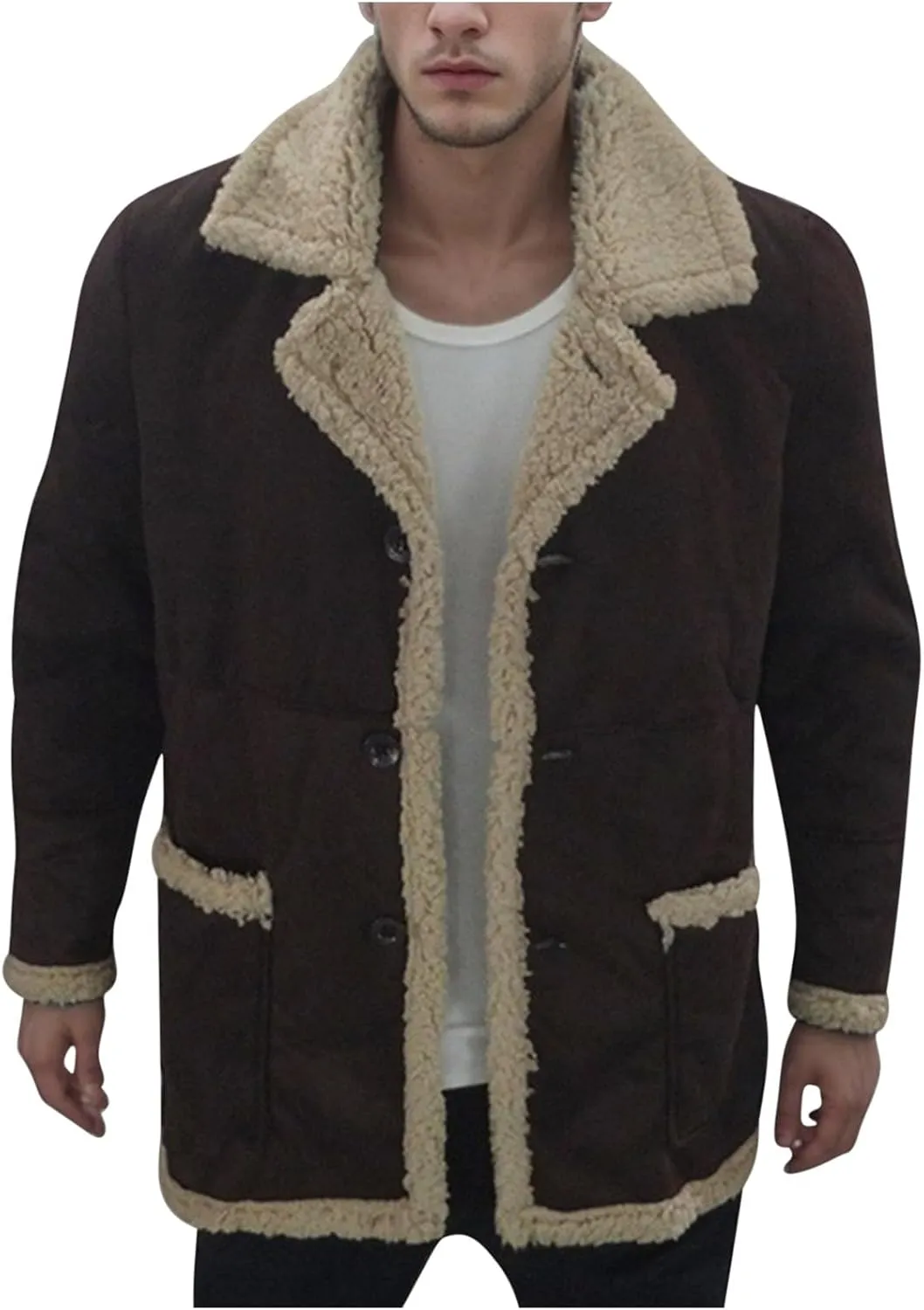 Coats for Men Cotton padded Jacket Lapel Collar Knitted Button Sweater Coat Casual Men's Thicken Warm Winter Coats