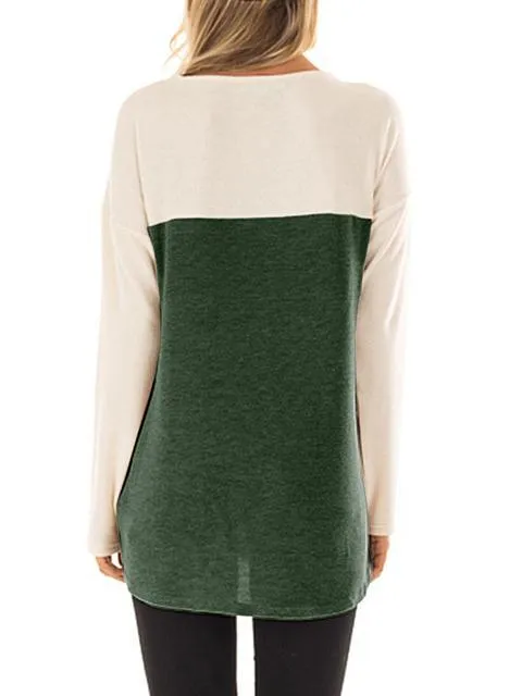 Color Block Leopard Pocket Twisted Tops