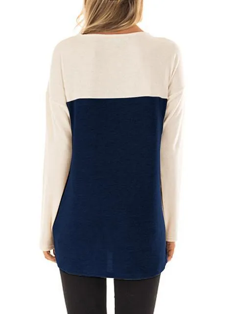 Color Block Leopard Pocket Twisted Tops