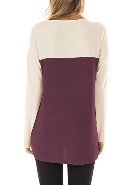 Color Block Leopard Pocket Twisted Tops