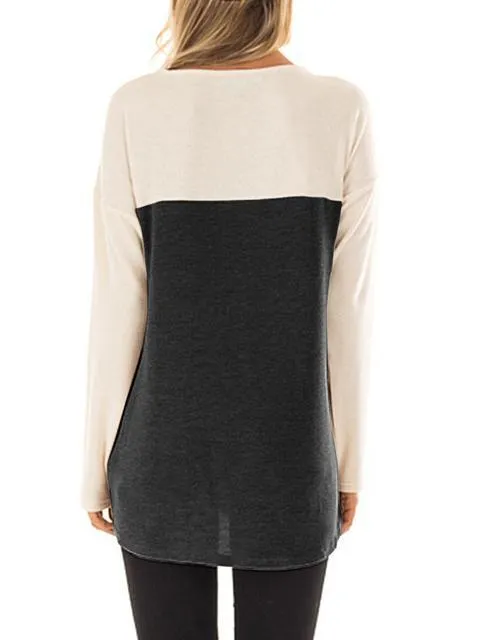 Color Block Leopard Pocket Twisted Tops