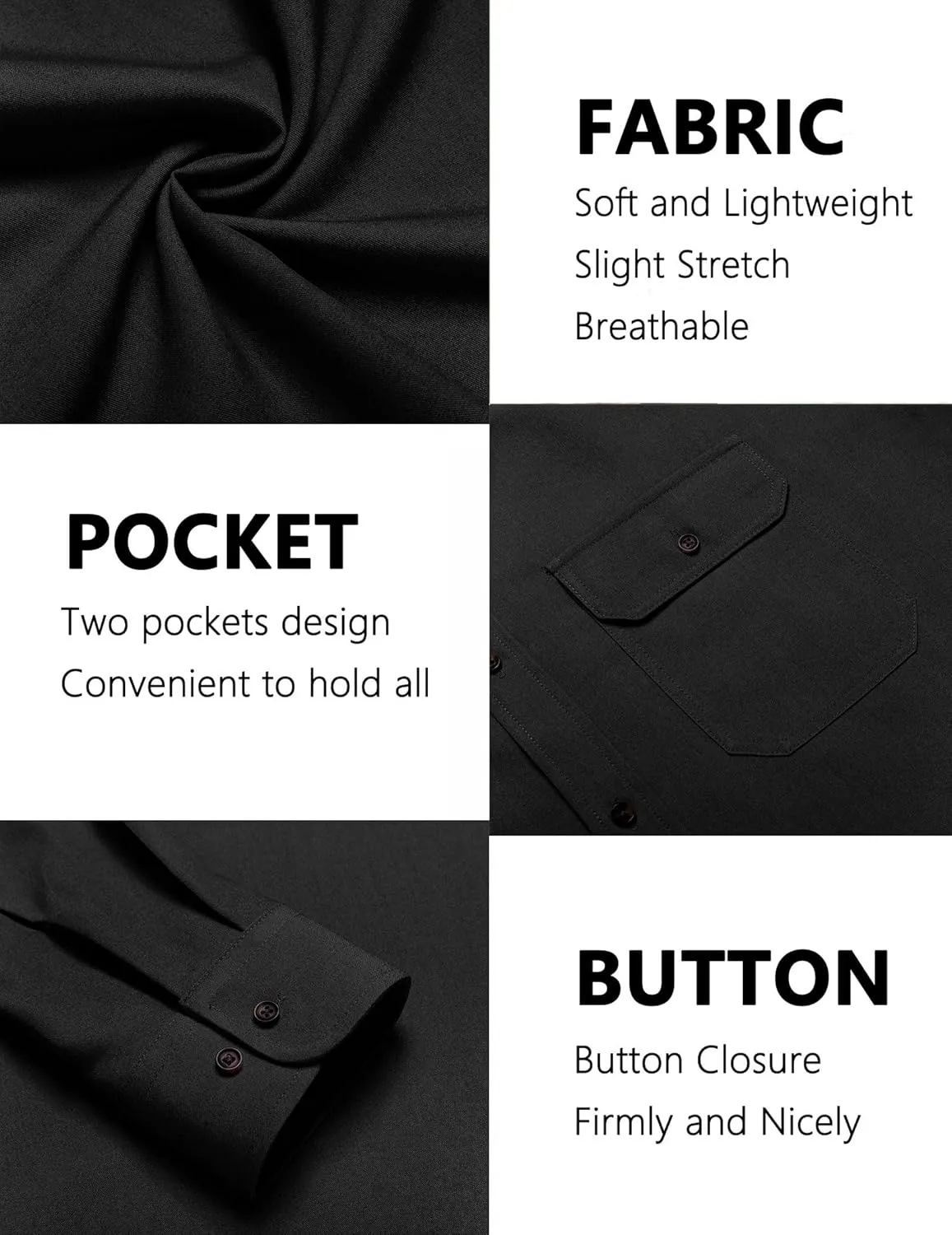 COOFANDY Mens Casual Button Down Shirts Long Sleeve Wrinkle-Free Shirt Lightweight Shirt Jacket
