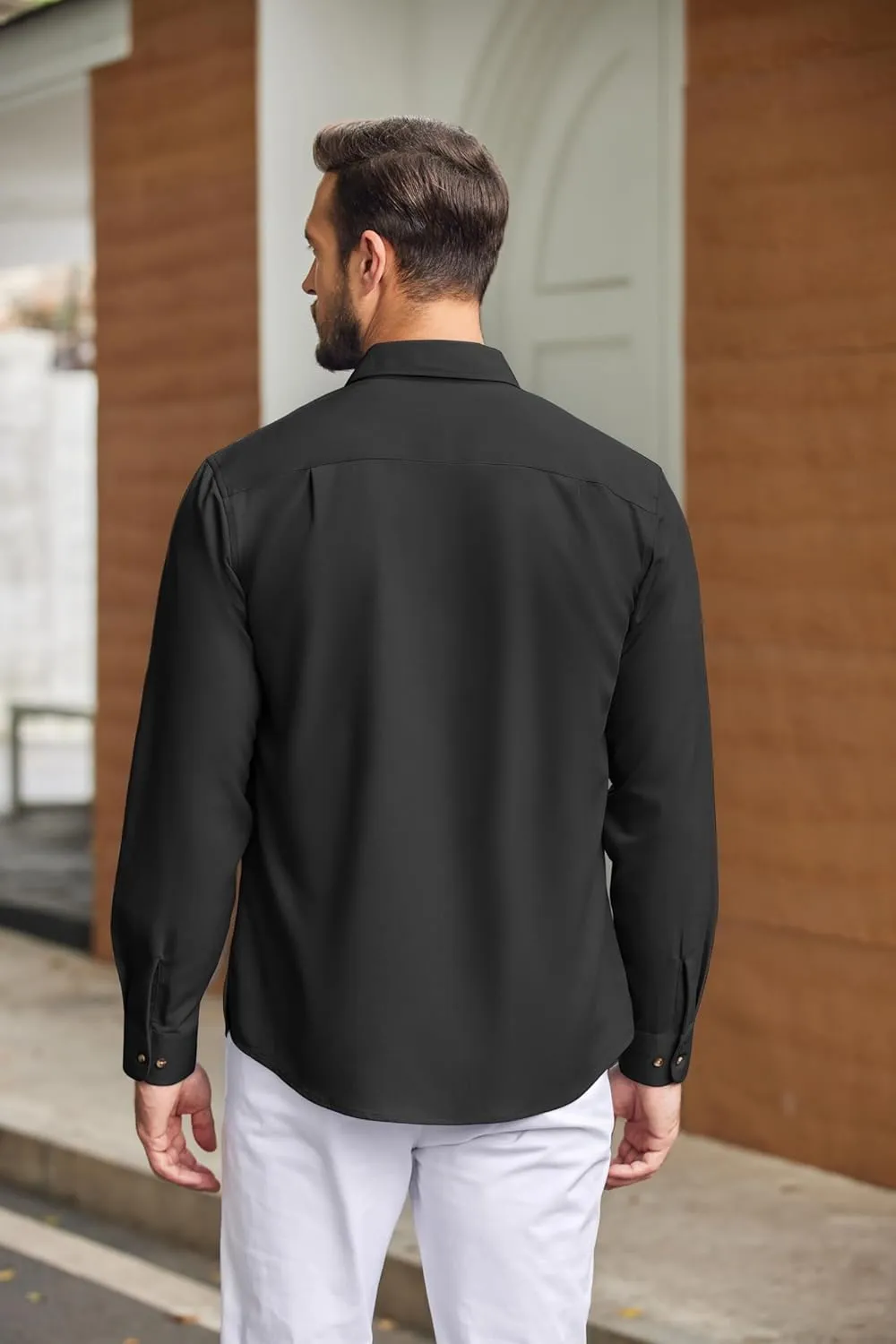 COOFANDY Mens Casual Button Down Shirts Long Sleeve Wrinkle-Free Shirt Lightweight Shirt Jacket