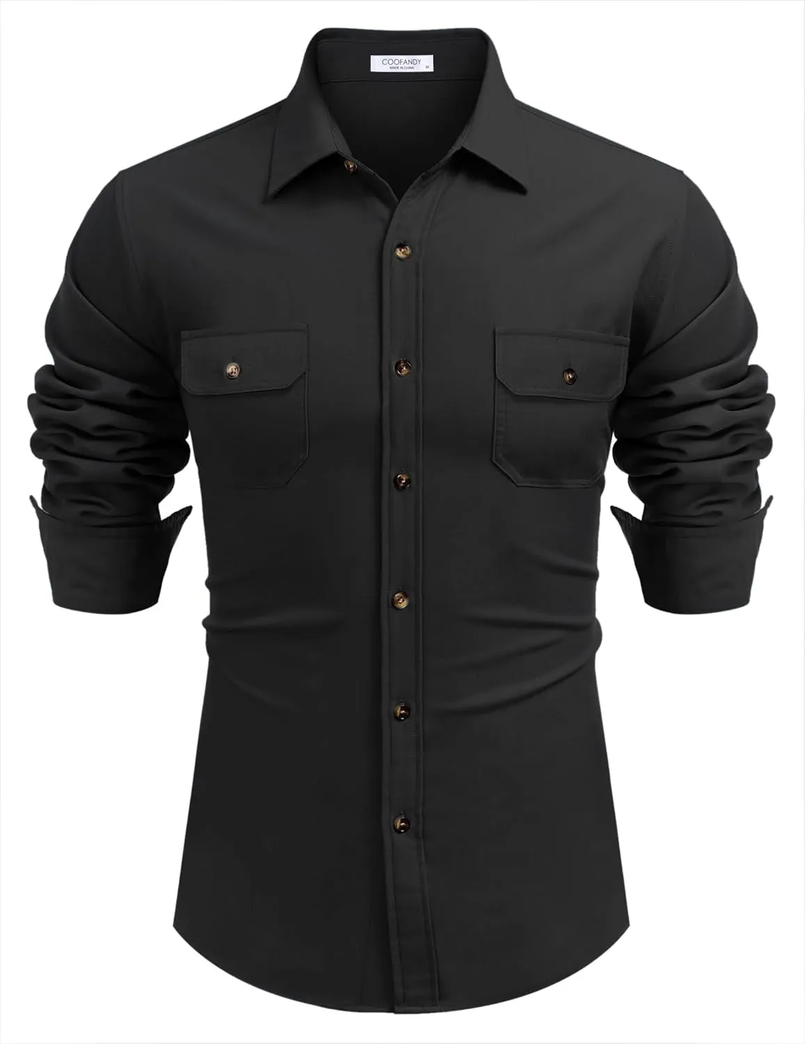 COOFANDY Mens Casual Button Down Shirts Long Sleeve Wrinkle-Free Shirt Lightweight Shirt Jacket