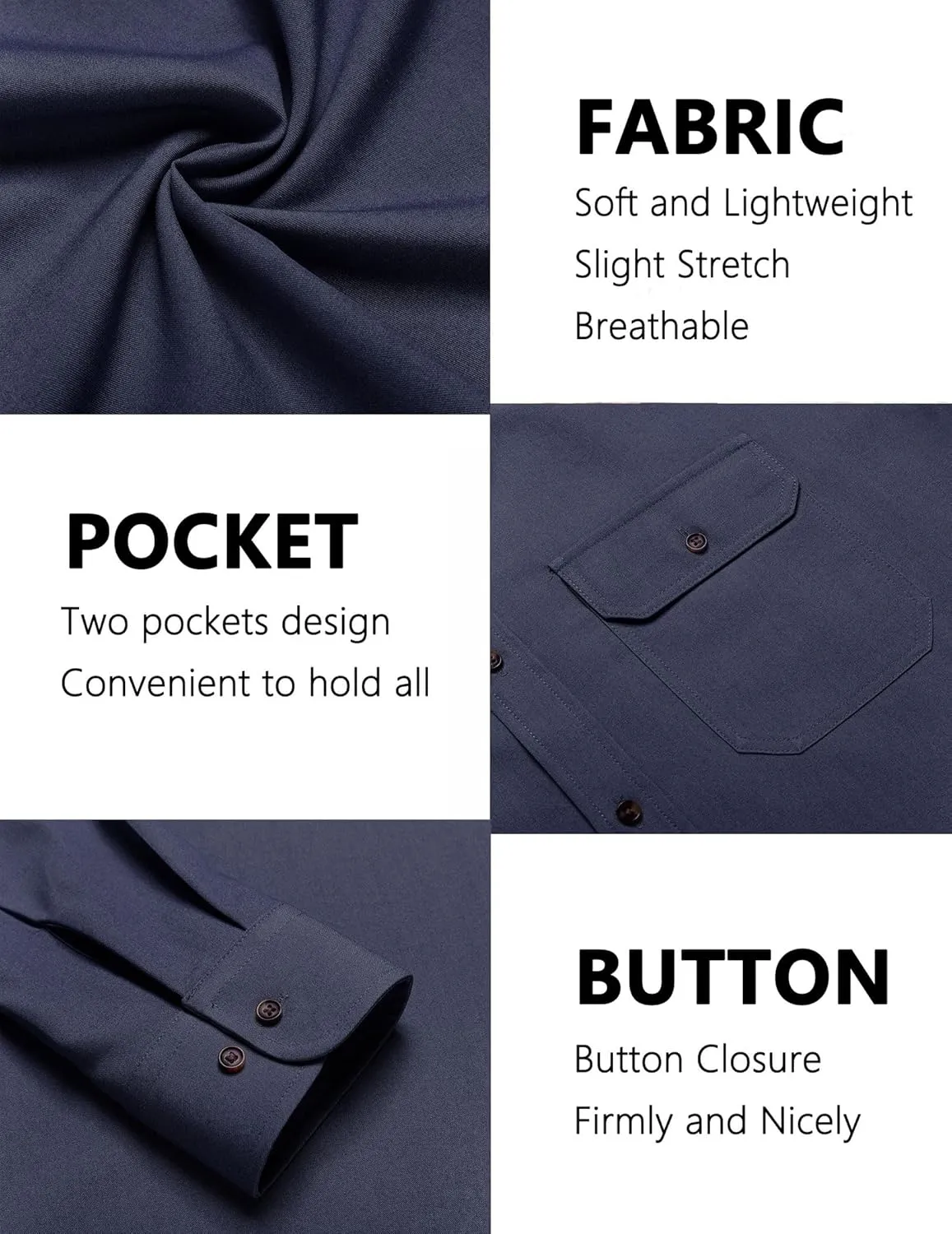 COOFANDY Mens Casual Button Down Shirts Long Sleeve Wrinkle-Free Shirt Lightweight Shirt Jacket
