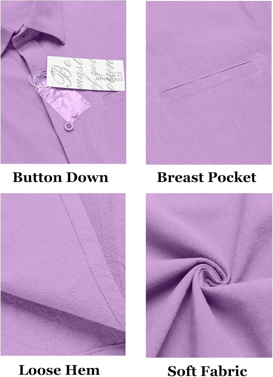 COOFANDY Mens Casual Linen Shirt Short Sleeve Button Down Shirt Summer Beach Hawaiian Shirts
