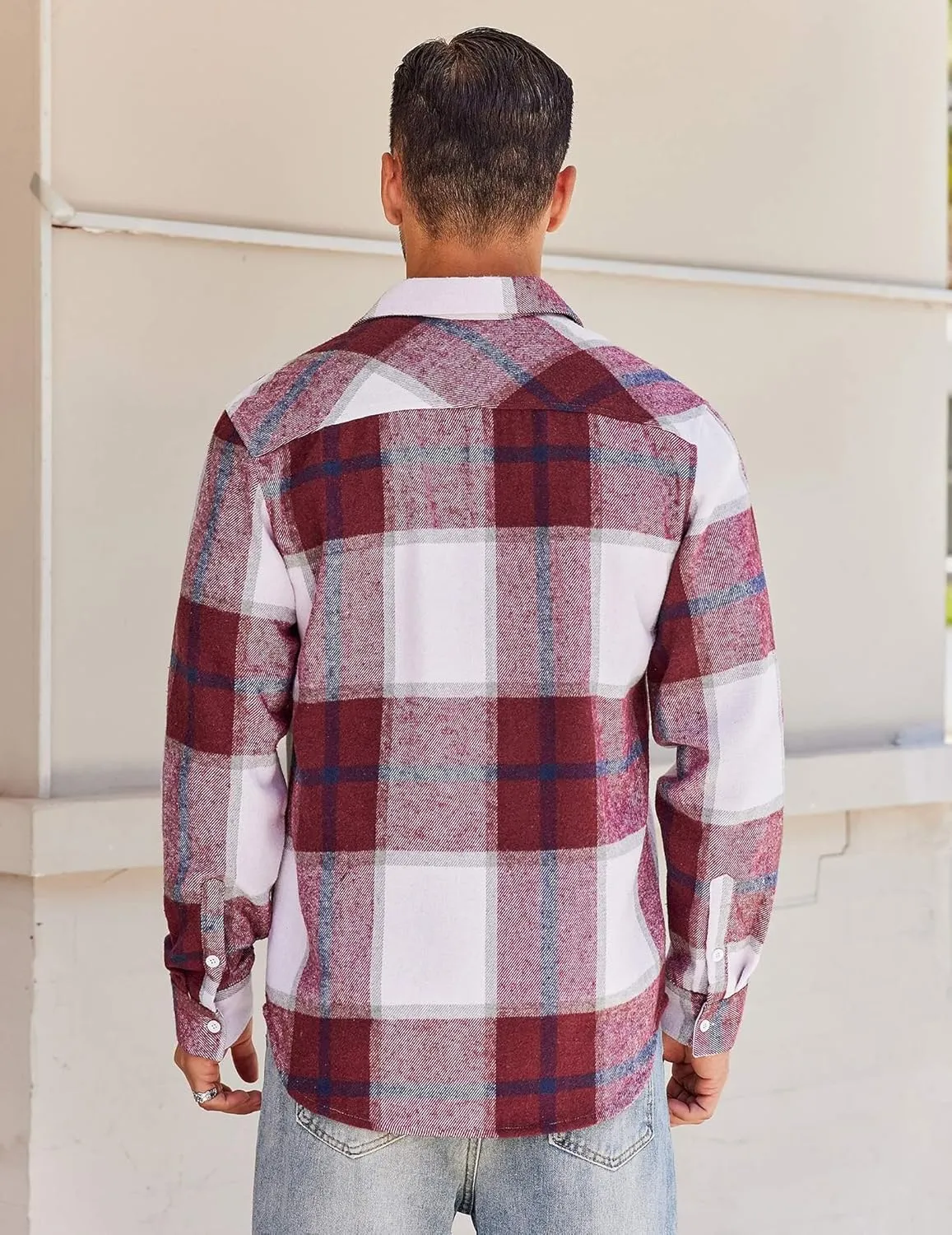 COOFANDY Mens Flannel Shirt Long Sleeve Lightweight Plaid Shirt Casual Button Down Shirts Jacket