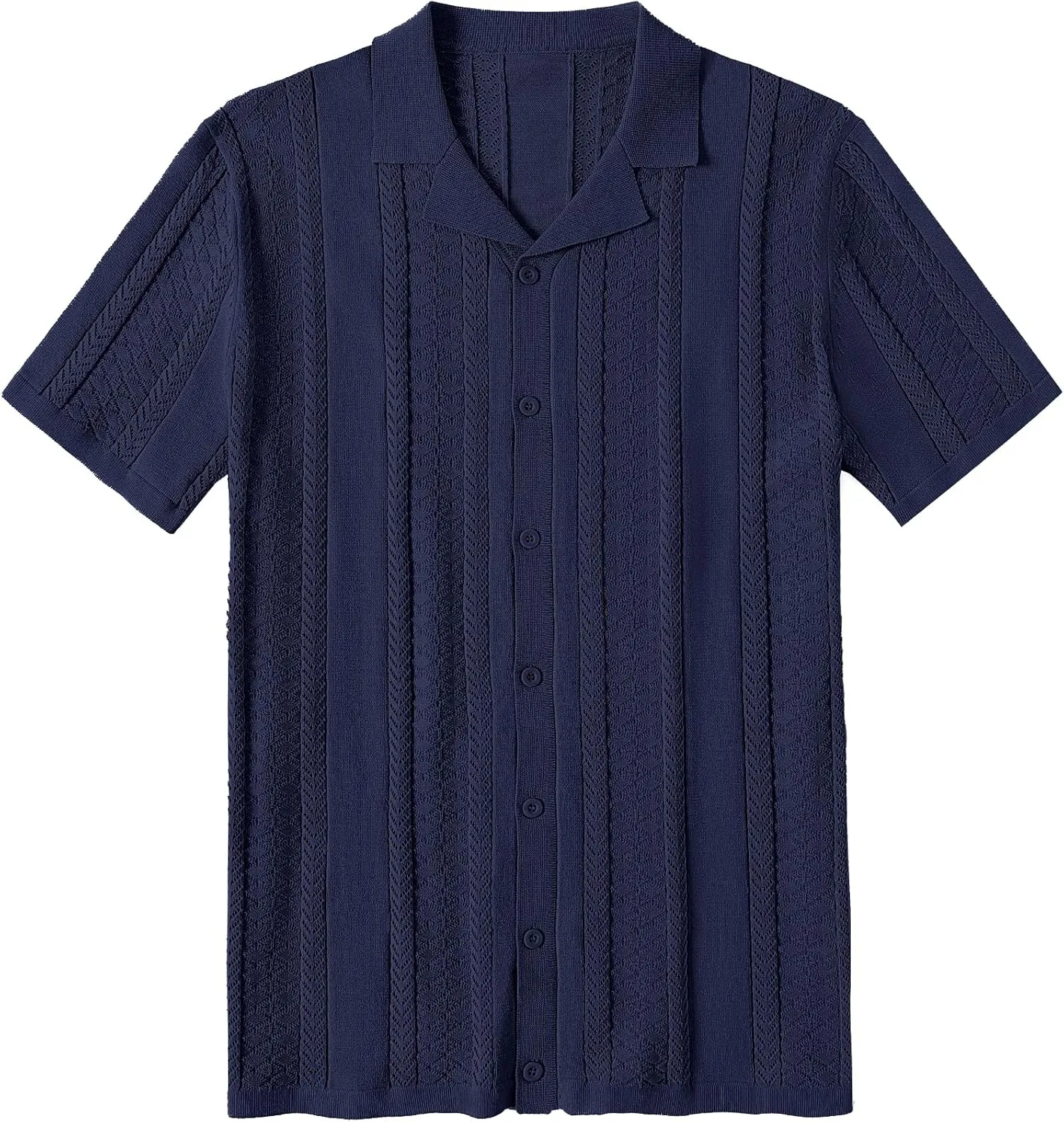 COOFANDY Men's Knit Shirts Vintage Short Sleeve Button Down Shirt Casual Summer Beach Shirt