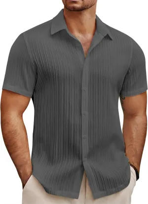 COOFANDY Men's Summer Beach Vacation Shirt Casual Short Sleeve Button Down Shirt for Men
