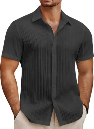 COOFANDY Men's Summer Beach Vacation Shirt Casual Short Sleeve Button Down Shirt for Men