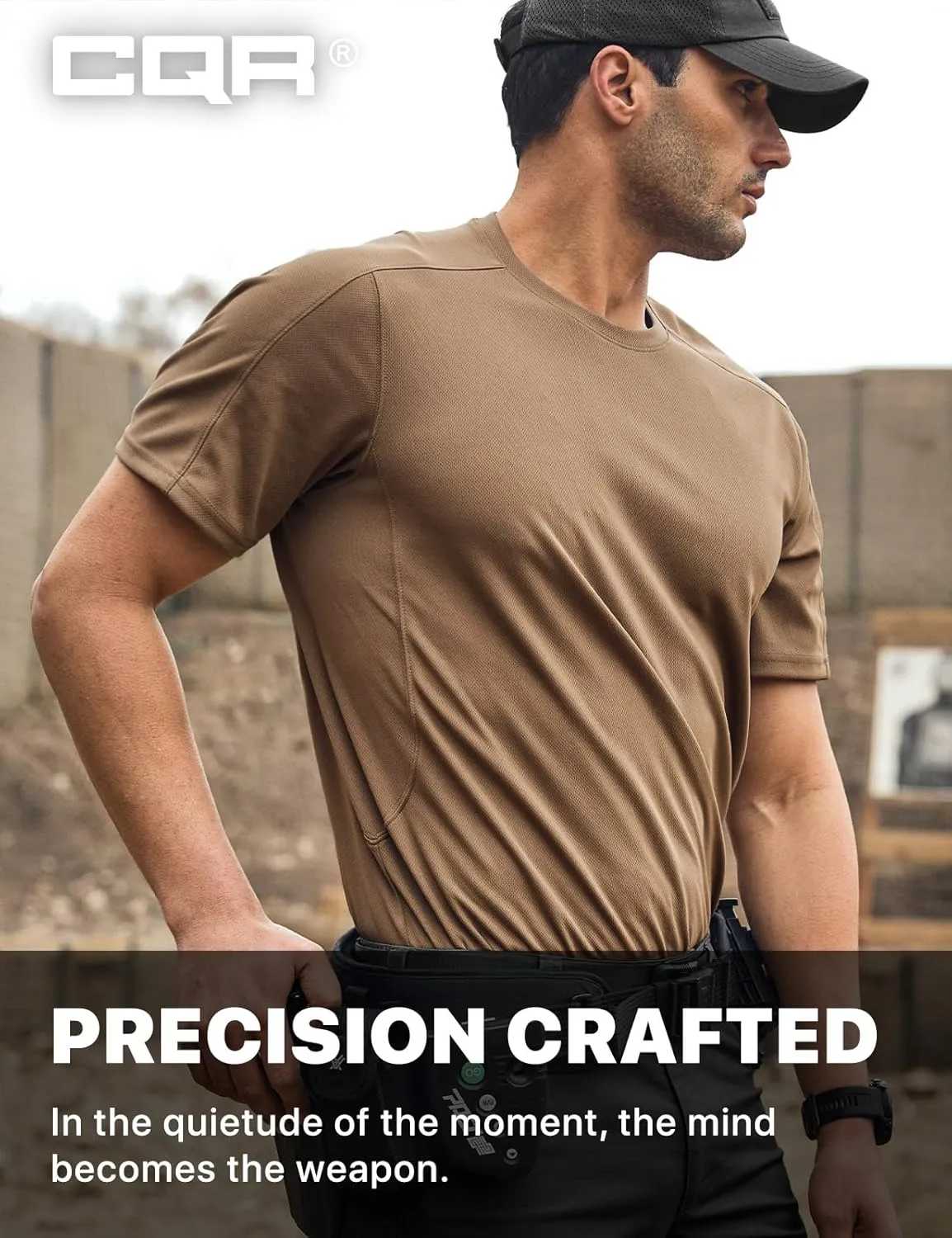 CQR Men's Short Sleeve Military Tactical T-Shirt, Athletic Gym Training Army Shirts, Outdoor Hiking Workout Shirt